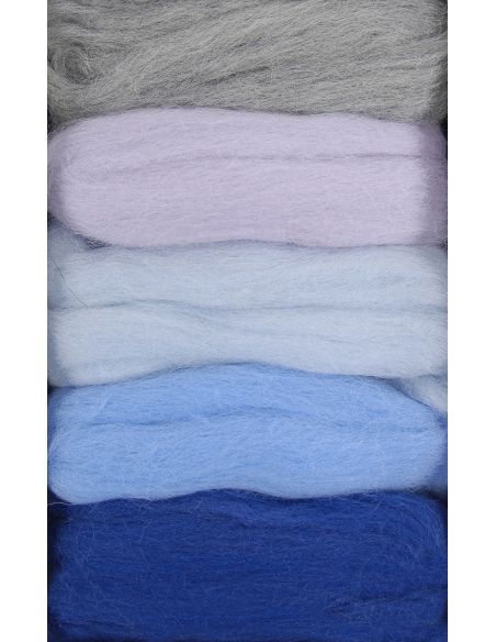 Pack de 5 laines cardées à feutrer DMC - Glacier