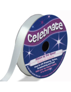 Ruban satin Celebrate blanc - 9 mm x 6 mètres