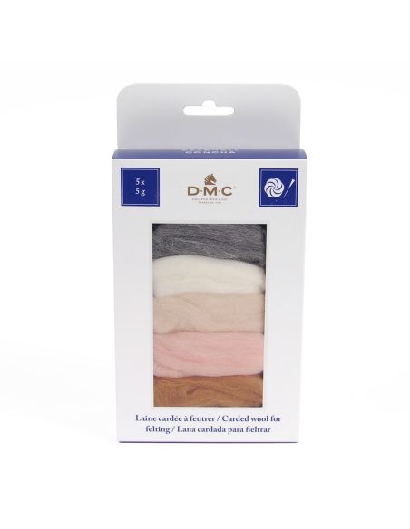 Pack de 5 laines cardées à feutrer DMC - Seashell