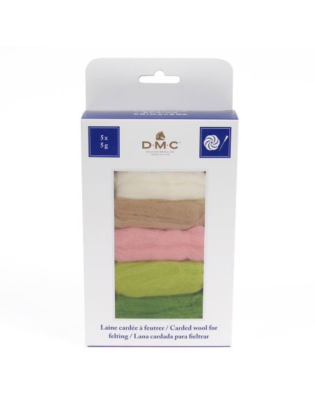 Pack de 5 laines cardées à feutrer DMC - Spring