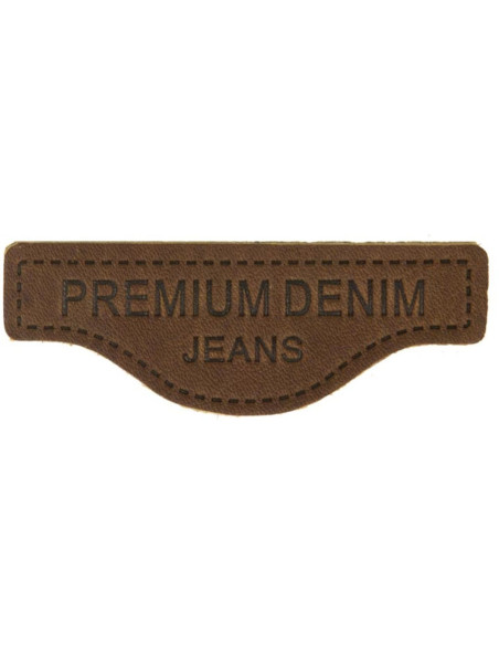 Étiquette à coudre cuir premium denim - Marron foncé