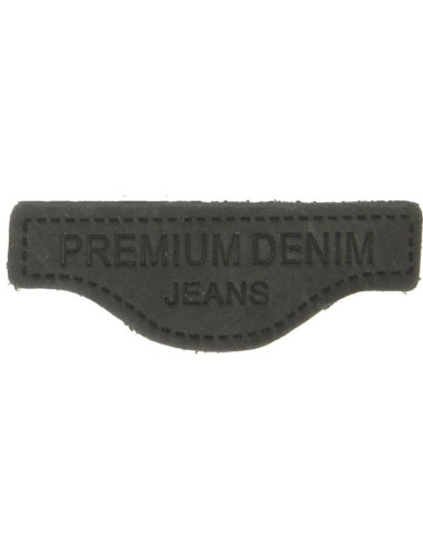 Étiquette à coudre cuir premium denim - Noir