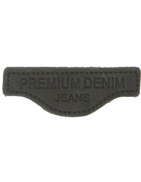 Étiquette à coudre cuir premium denim - Noir