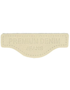 Étiquette à coudre cuir premium denim - Beige
