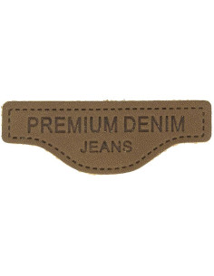 Étiquette à coudre cuir premium denim - Marron