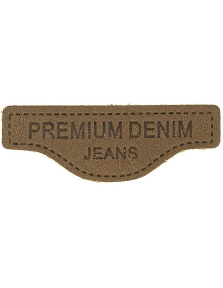 Étiquette à coudre cuir premium denim - Marron