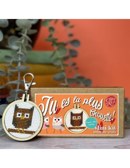 Mini kit broderie point de croix - Tu es la plus chouette!