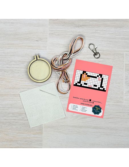 Mini kit broderie point de croix - on est félins pour l'autre