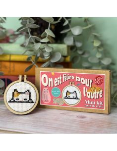 Mini kit broderie point de croix - on est félins pour l'autre