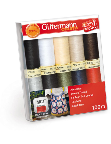 Set de 10 fils à coudre polyester Gütermann - Basique