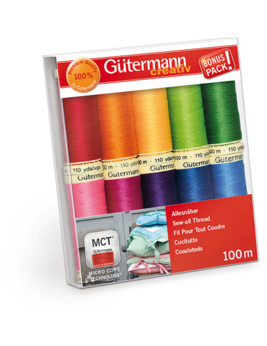 Set de 10 fils à coudre polyester Gütermann - Vif
