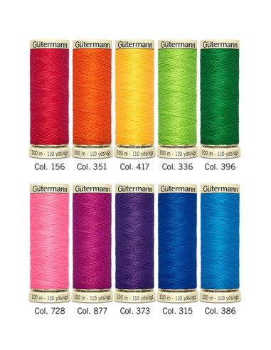 Set de 10 fils à coudre polyester Gütermann - Vif