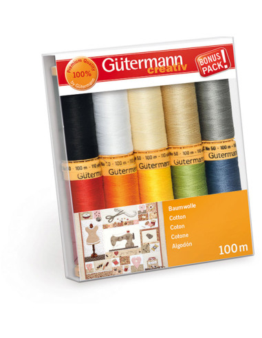 Set de 10 fils à coudre coton Gütermann