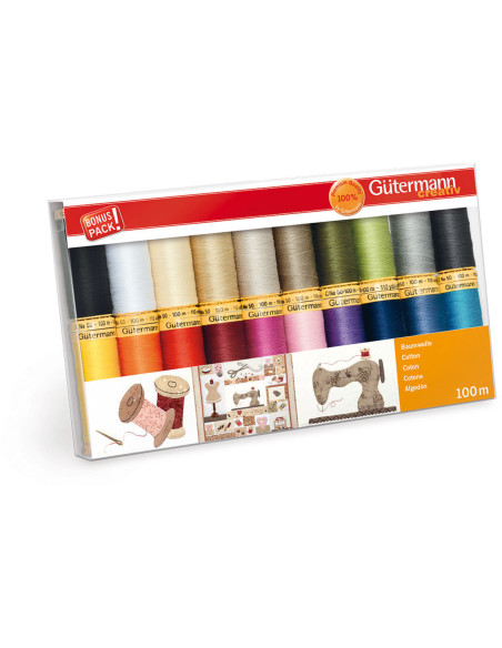 Set de 20 fils à coudre coton Gütermann
