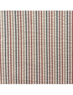 Tissu Seersucker à rayures fines - Pêche et toffee 2