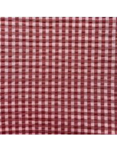 Tissu Seersucker à carreaux - Bordeaux et rose thé 2