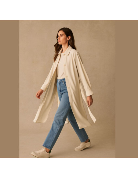 Tissu twill de viscose lourd - Écru