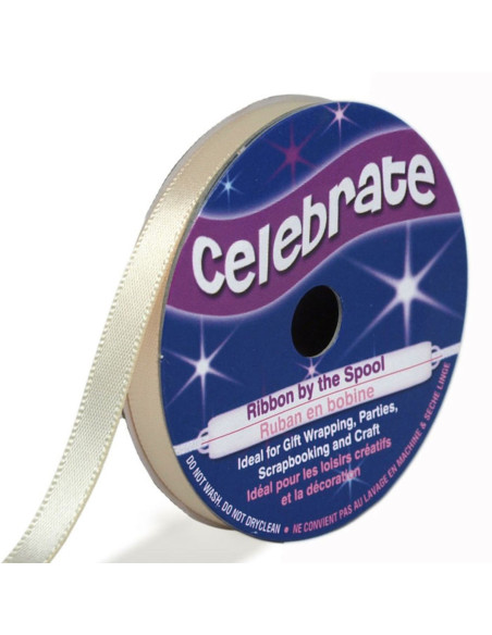 Ruban satin Celebrate crème - 6 mm x 6 mètres