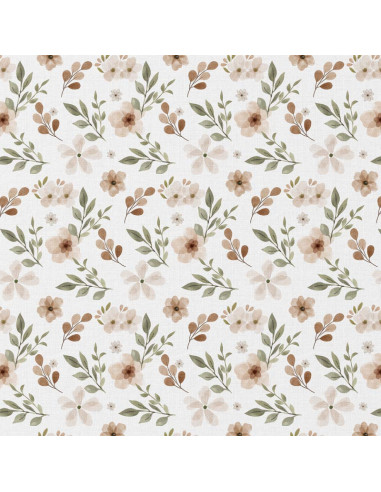 Tissu popeline de coton - Zada blanc et naturel