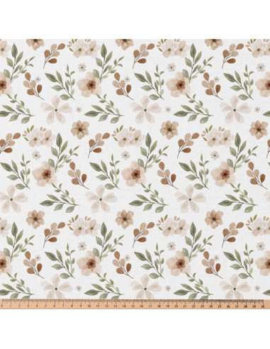 Tissu popeline de coton - Zada blanc et naturel