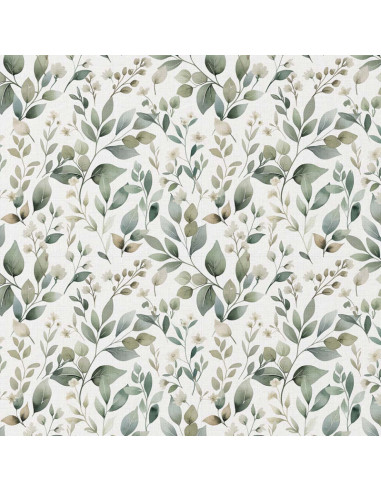 Tissu popeline de coton - Luara blanc et vert