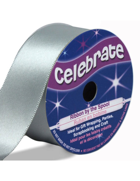 Ruban satin Celebrate gris - 25 mm x 4 mètres