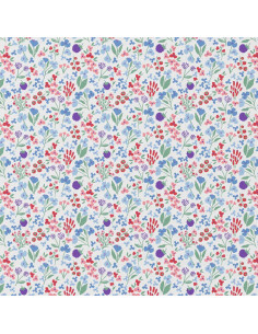 Tissu popeline de coton - Céline blanc et bleu 2