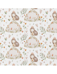 Tissu popeline de coton - Niouchka blanc et rose 2