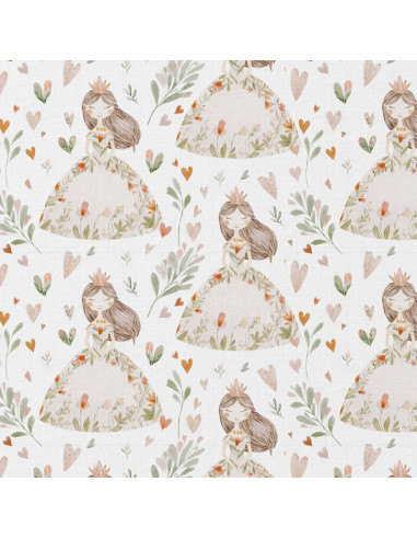 Tissu popeline de coton - Niouchka blanc et rose