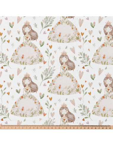 Tissu popeline de coton - Niouchka blanc et rose