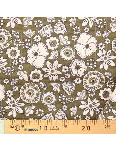 Tissu coton matelassé - Malana prune et vert 2
