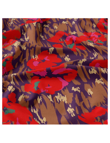 Tissu viscose - Amaya violet et rouge