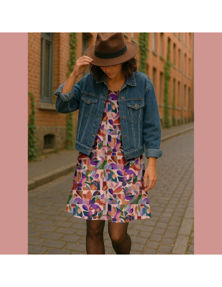 Tissu viscose - Nawel rose et violet