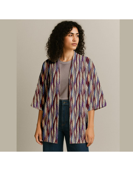 Tissu viscose - Evie gris et violet