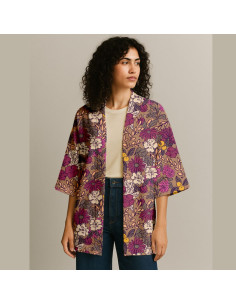 Tissu viscose - Sonjamarron et rose 2