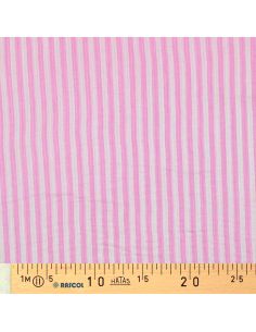 Tissu double gaze gaufrée rayures - Bubblegum et blanc cassé 2