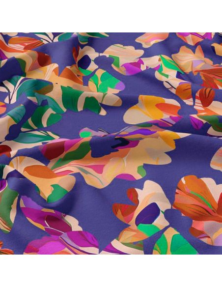 Tissu viscose - Macha myrtille et rose