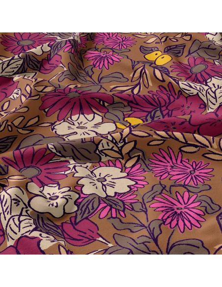 Tissu viscose - Sonjamarron et rose