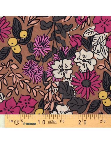 Tissu viscose - Sonjamarron et rose