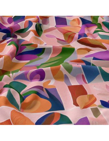 Tissu viscose - Nawel rose et violet