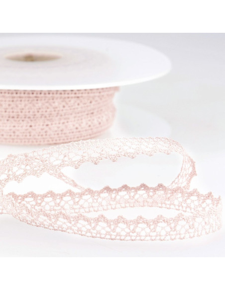 Dentelle coton fine - Rose