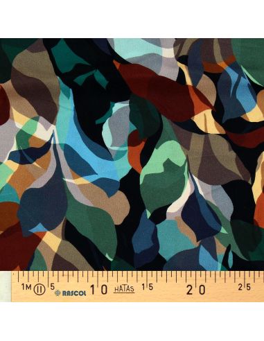 Tissu viscose - Anthéa noir et vert