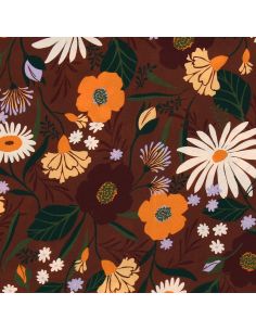 Tissu viscose - Moricette marron et orange 2