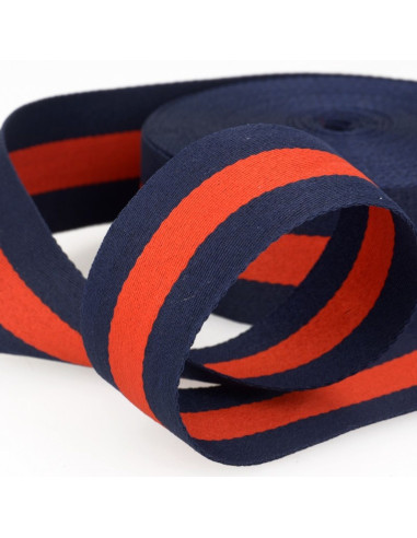 Galon stripes 40 mm - Bleu et rouge