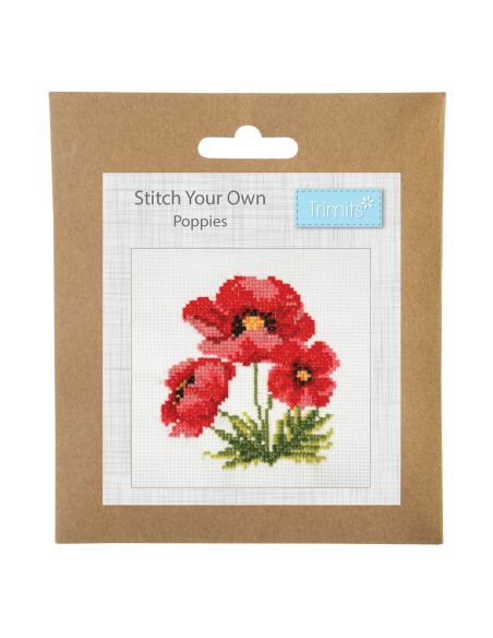 Mini kit point de croix compté - Coquelicots