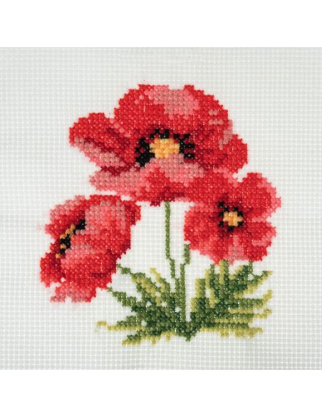 Mini kit point de croix compté - Coquelicots