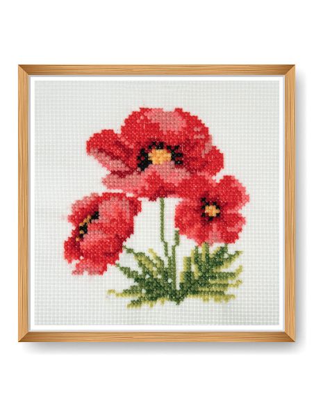 Mini kit point de croix compté - Coquelicots