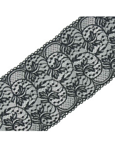 Dentelle élastique grande largeur 16,7 cm - Anthracite
