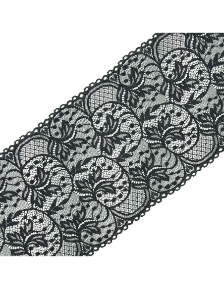 Dentelle élastique grande largeur 16,7 cm - Anthracite