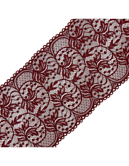 Dentelle élastique grande largeur 16,7 cm - Bordeaux